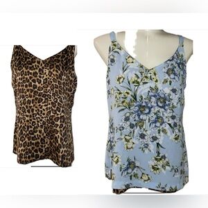 Reversible tank. Leopard print  or flower pattern . V-neck or round neck.